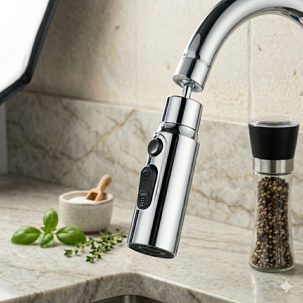 Three Modes Faucet Extender Head Silver Black