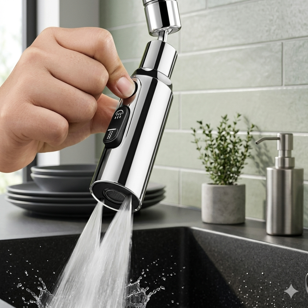 Three Modes Faucet Extender Head Silver Black