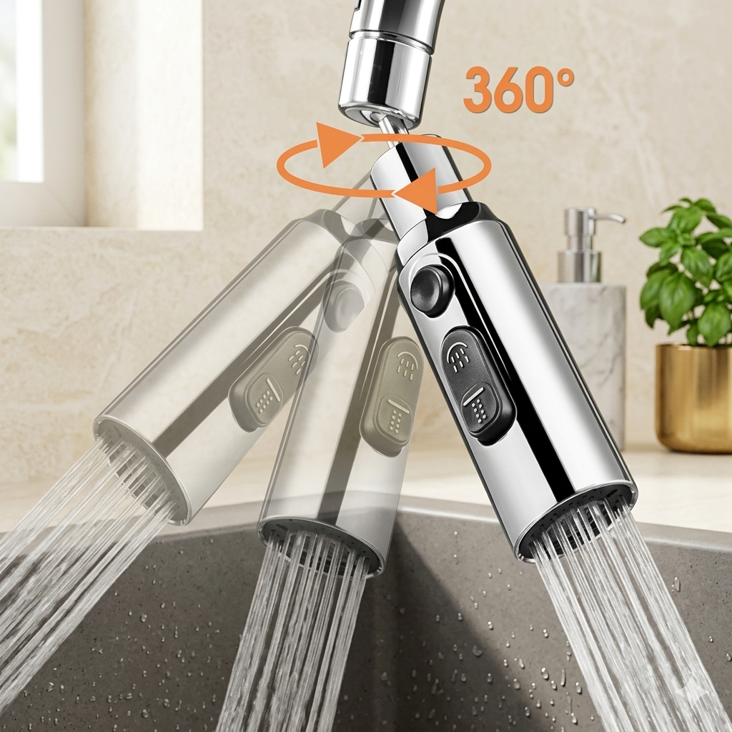 Three Modes Faucet Extender Head Silver Black