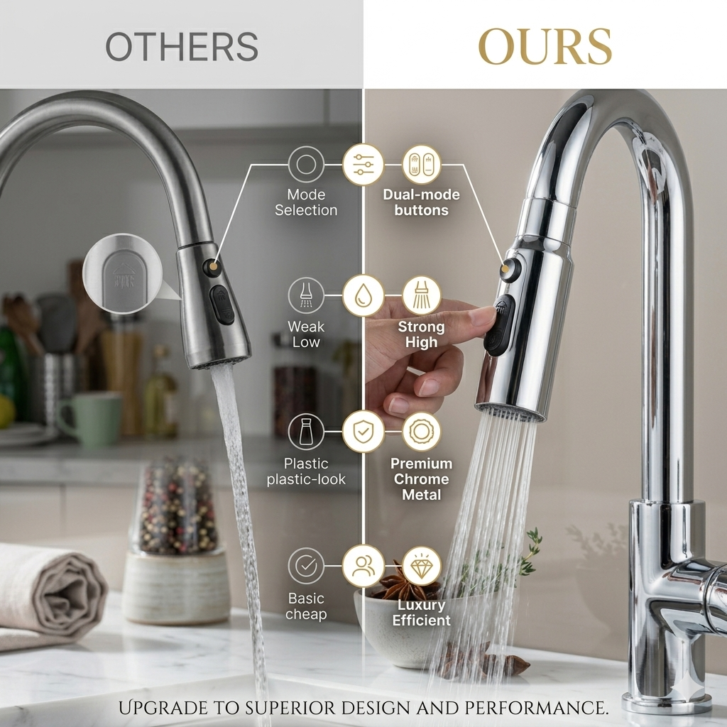 Three Modes Faucet Extender Head Silver Black