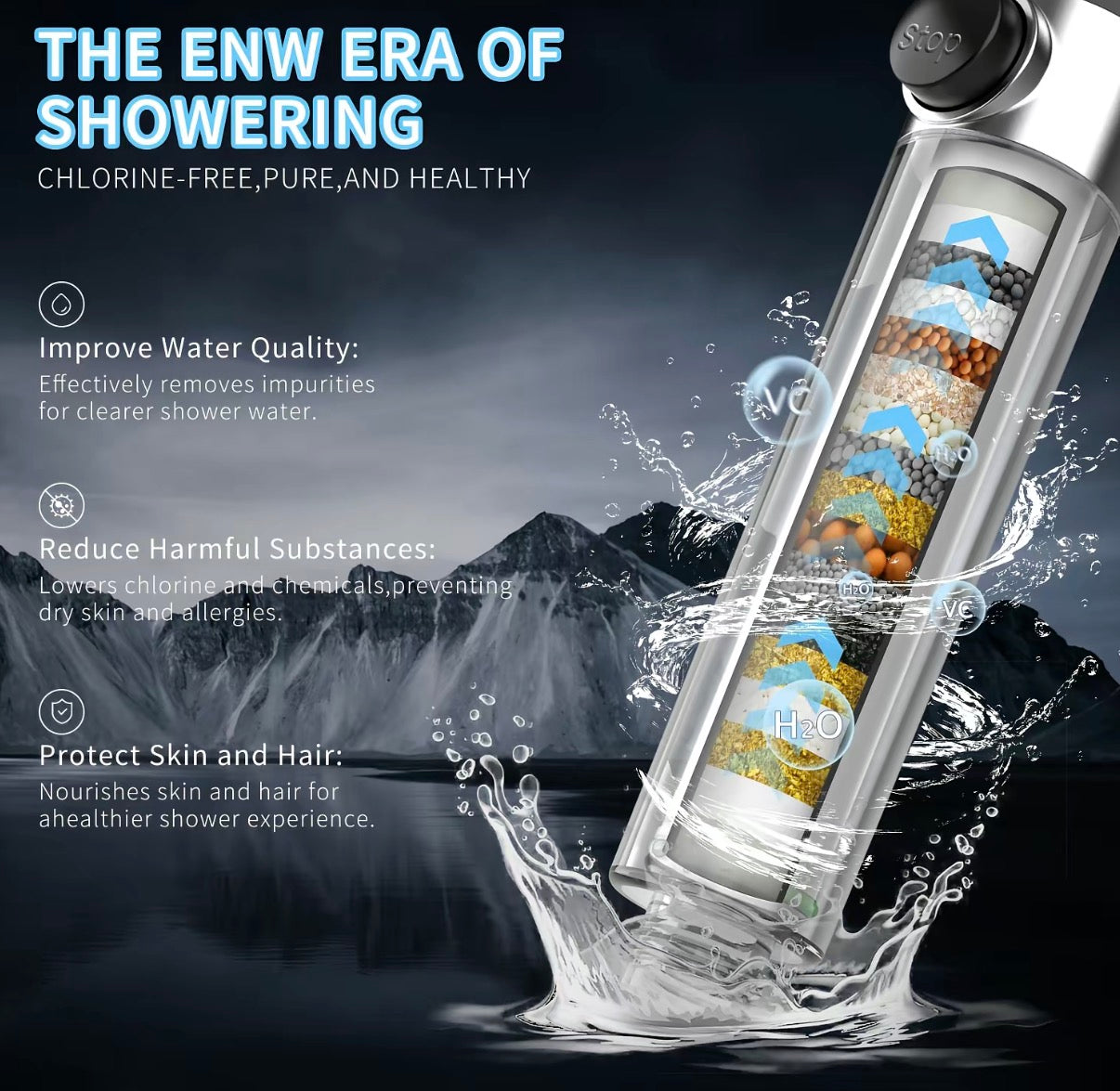High-Pressure Handheld Three Level Adjustment Showerhead