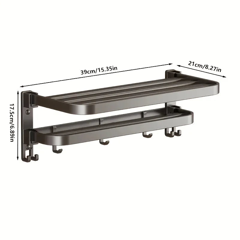 Foldable 2-Layer Bathroom Towel Rack