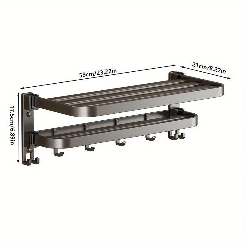Foldable 2-Layer Bathroom Towel Rack
