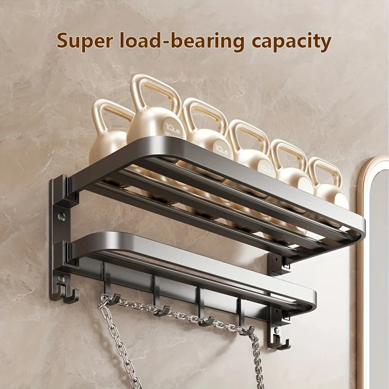 Foldable 2-Layer Bathroom Towel Rack