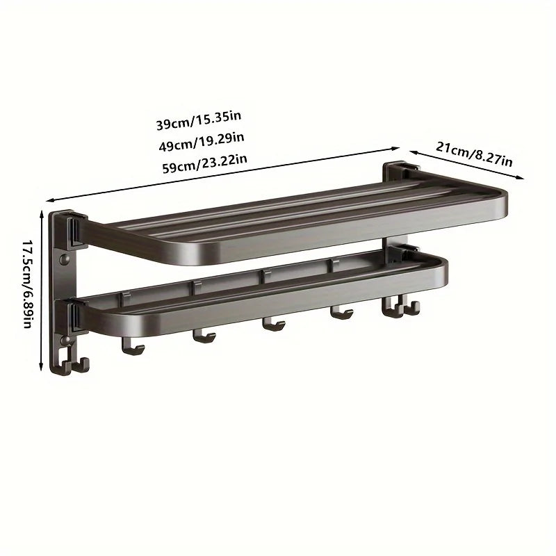 Foldable 2-Layer Bathroom Towel Rack