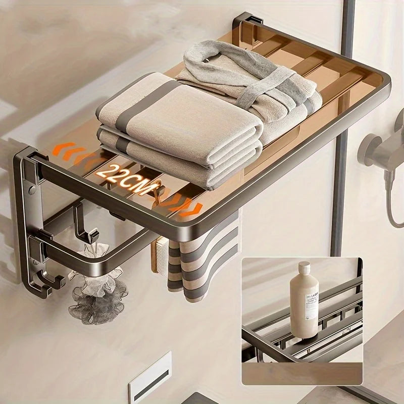 Foldable 2-Layer Bathroom Towel Rack