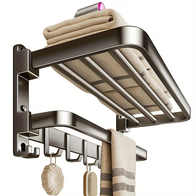Foldable 2-Layer Bathroom Towel Rack